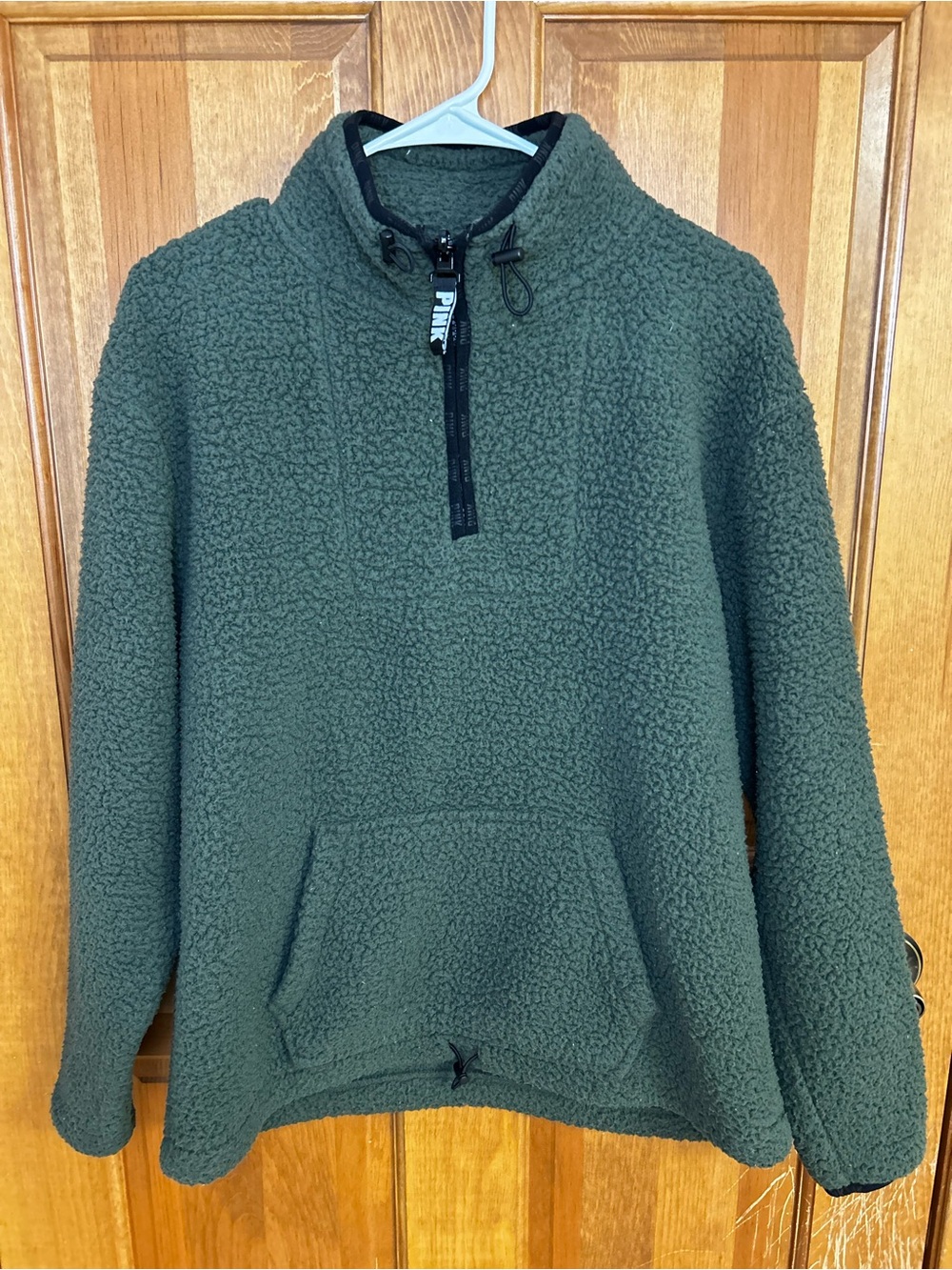 VS PINK Dark Green Sherpa Jacket/Sweatshirt